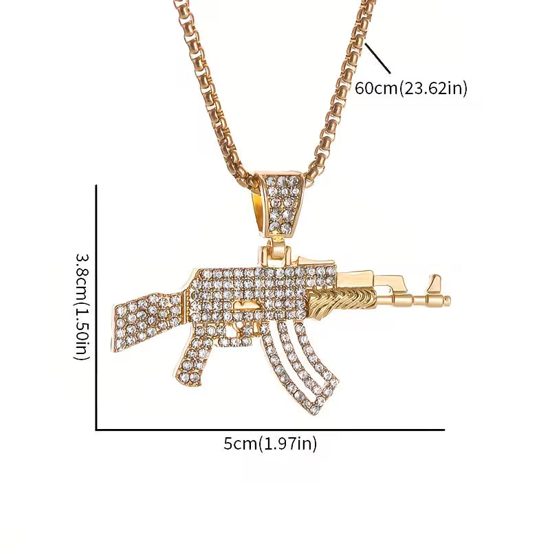 🔥 Iced-Out AK-47 Pendant Necklace