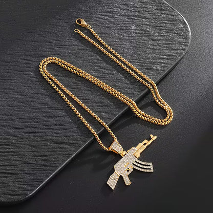 🔥 Iced-Out AK-47 Pendant Necklace