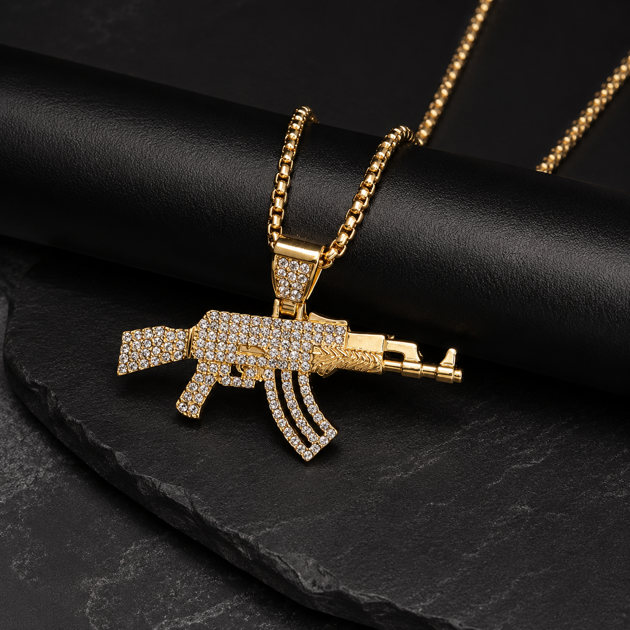 🔥 Iced-Out AK-47 Pendant Necklace