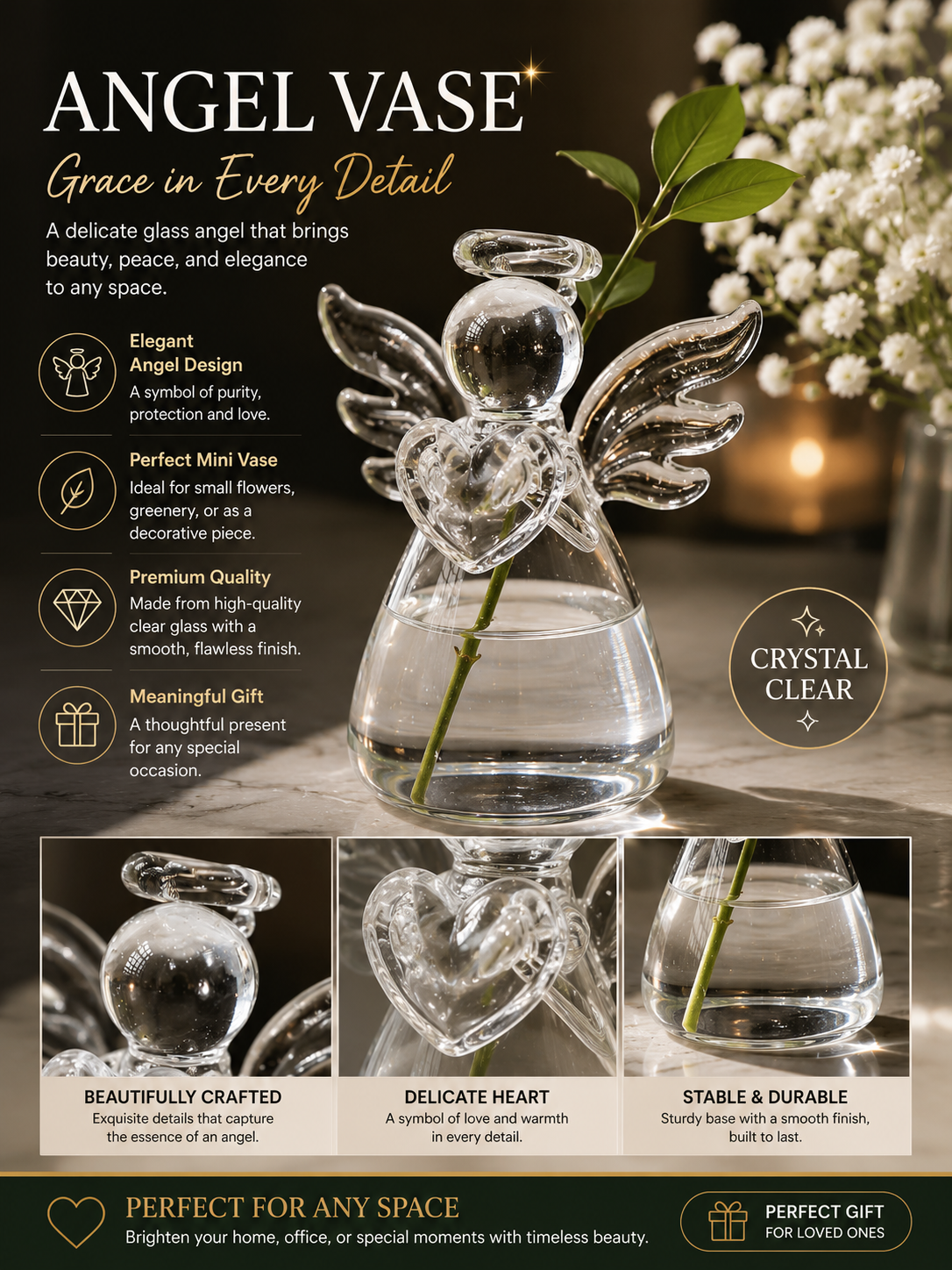 Angel glass vase
