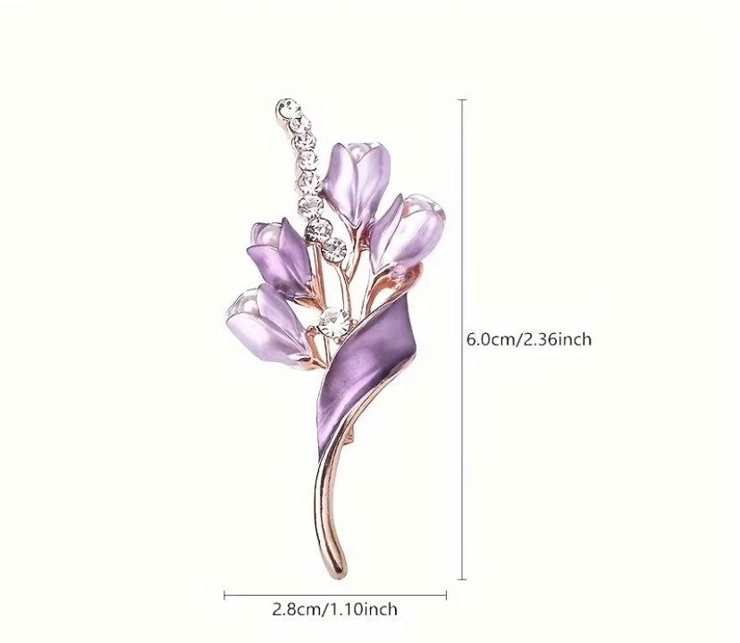 Purple floral brooch