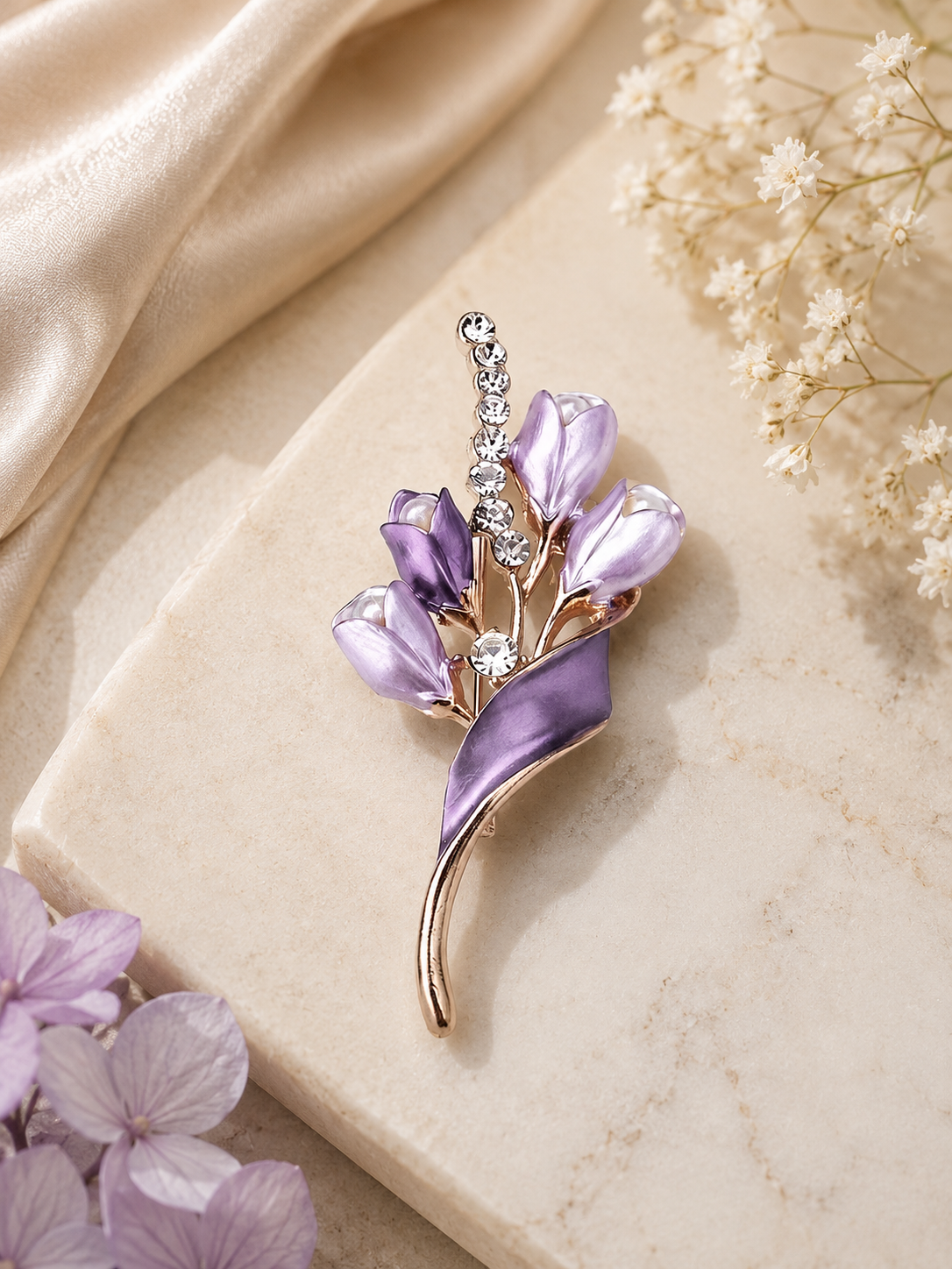 Purple floral brooch