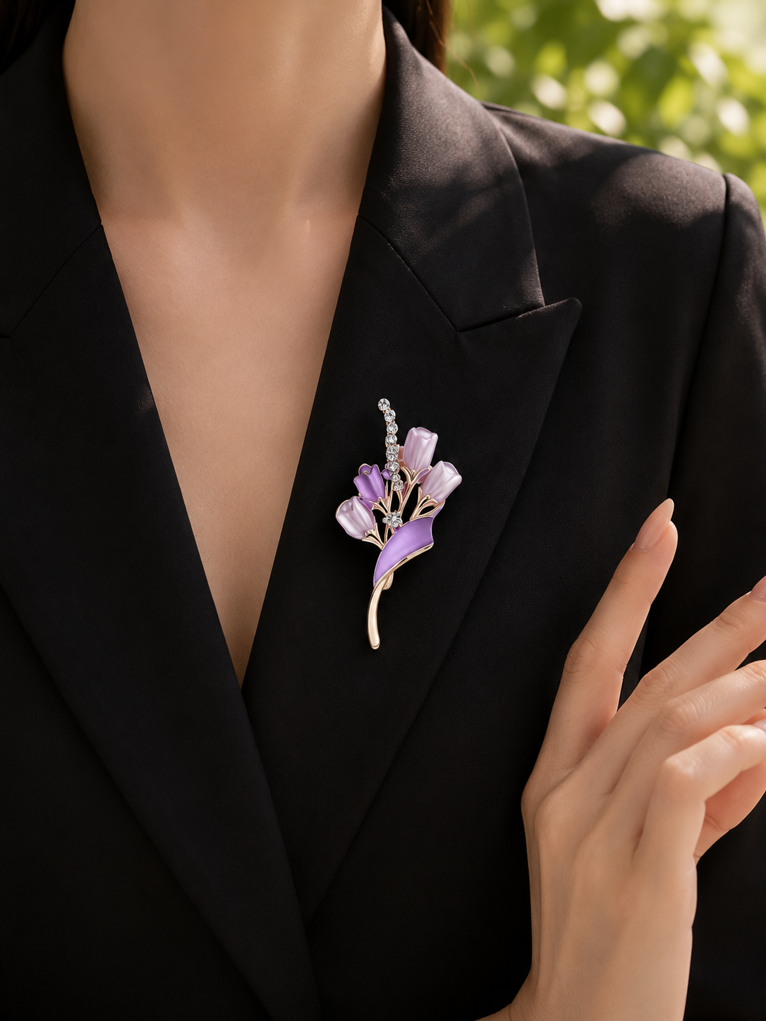 Purple floral brooch