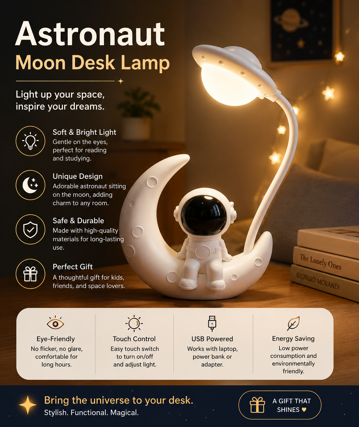 Astronaut moon lamp