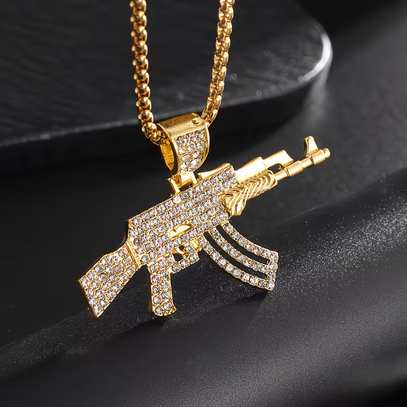 🔥 Iced-Out AK-47 Pendant Necklace